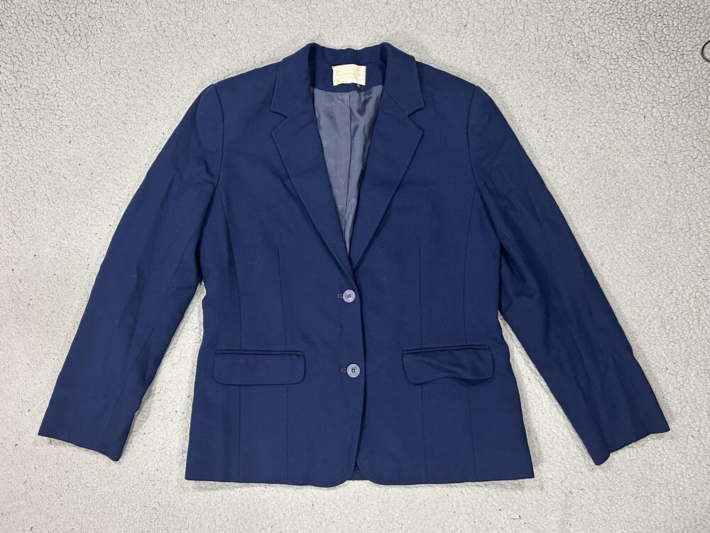 Pendleton Blazer Womens 10 Blue Wool Notch Lapel Lined Tailored Jacket USA